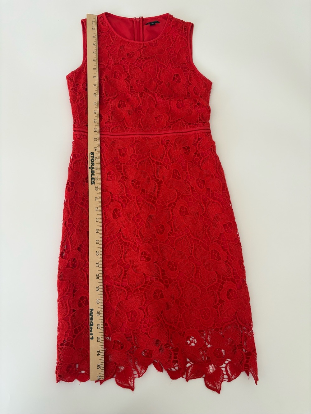 Ann Taylor Red Floral Lace Midi Dress - Picture 11 of 12